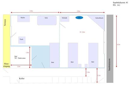 Wohnung, Möbliertes Studenten Studio - 35 m² - Saarbrücken Brebach-Fechingen
