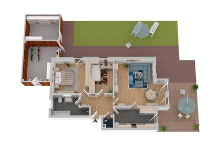 Echter Freiraum: Attraktive 3-Zimmer-Wohnung mit großer Terrasse und großem Gartenanteil - Nordhorn