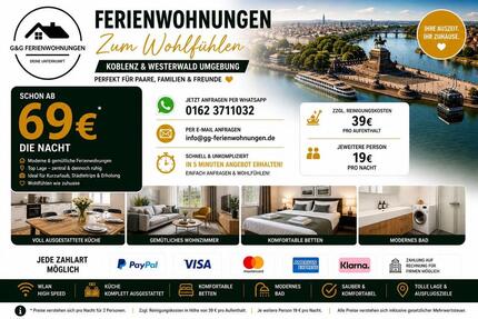 Ferienwohnung FeWo Apartment mit Küche +WLAN ⭐️AKTION⭐️ 69€ - Bendorf