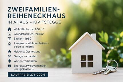 Zweifamilienreiheneckhaus - 375.000,00&nbsp;EUR Kaufpreis, ca.&nbsp; 200,00&nbsp;m&sup2; in Ahaus (PLZ: 48683)