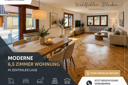 Wohnen wie im eigenen Haus – großzügige 6,5-Zimmer-Wohnung in zentraler Lage - Höfen an der Enz