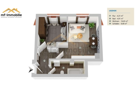 zwei Zimmer Appartement in Mariental 35qm