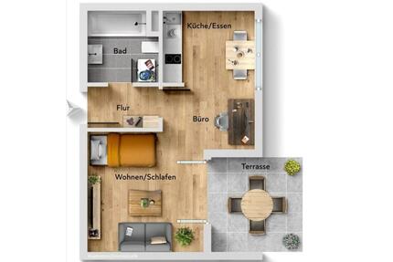 Gepflegte 1-Zi.-EG Whg mit Terrasse und TG in Aidlingen