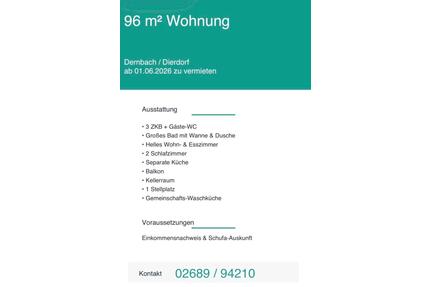 Wohnung zu vermieten - 800,00&nbsp;EUR Kaltmiete, ca.&nbsp; 96,00&nbsp;m&sup2; in Breitscheid (PLZ: 53547)