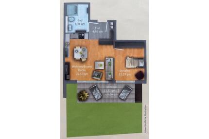2-Zi Wohnung, 52m², EG mit Terrasse und Garten, kl. Wohneinheit - Nufringen