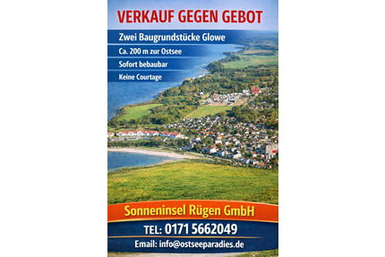 Baugrundstück ca 200 m zur Ostsee Schnäppchenpreis ! - Glowe