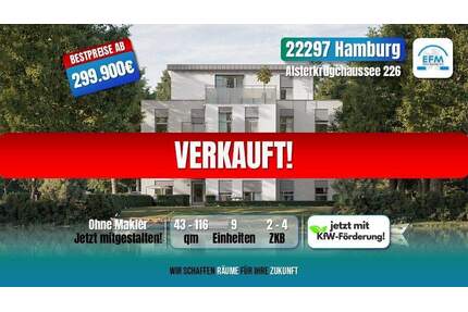++VERKAUFT++ NEUBAU 2 ZKB MIET-ENERGIESPAREND mit Garten, Alsterzugang & große Terrasse - Hamburg Alsterdorf