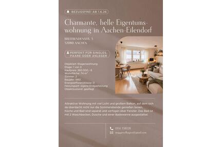 Charmante, helle Eigentumswohnung in Aachen-Eilendorf