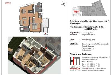 Neubau 2 - Zimmer-Wohnung Erdgeschoss im Kreuzviertel - Münster Gievenbeck