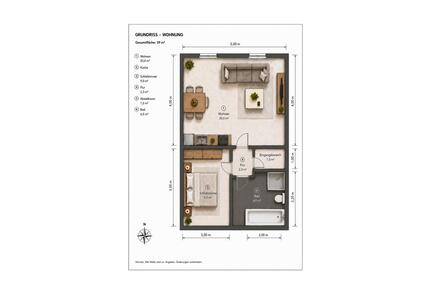 39 m² WohnungApartment | Neu saniert 2026 | Möbliert | Warmmiete - Kenn