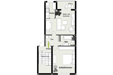 W-Elberfeld 2-Zimmer-Wohnung Viehhofstr. 67 mit Südbalkon im 3.OG - Wuppertal Arrenberg