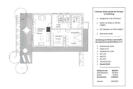 2 Zi. Wohnung EG - 880,00&nbsp;EUR Kaltmiete, ca.&nbsp; 85,00&nbsp;m&sup2; in Tacherting (PLZ: 83342)