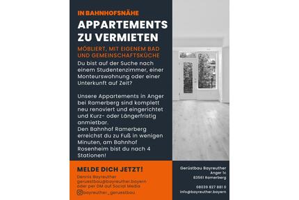 Möbliertes Zimmer mit eigenem Bad, ca. 15 m² - Ramerberg