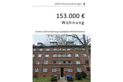 2 Zimmer Wohnung zu verkaufen - 153.000,00&nbsp;EUR Kaufpreis, ca.&nbsp; 44,00&nbsp;m&sup2; in Hannover (PLZ: 30459) Ricklingen