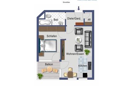 2 Zimmer Appartment | Möbliert + EBK + Balkon direkt am Wald - Neustetten
