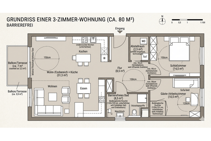 Wohnung zum Kaufen in Bielefeld 450.000,00 € 80 m²