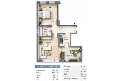 Charmante 2-Zimmer-Wohnung voll-mobiliert für Unternehmen - Magdeburg Nordwest