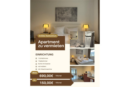 Möblierte Wohnung Krefeld Zentrum ideal für Mitarbeiter Firmen