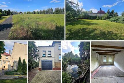 Ca. 3.555 m² eingezäuntes Bau-Grundstück mit Bestand, EFH, 3 Garagen, Werkstatt, Teich u.v.a.m. - Leipzig Holzhausen