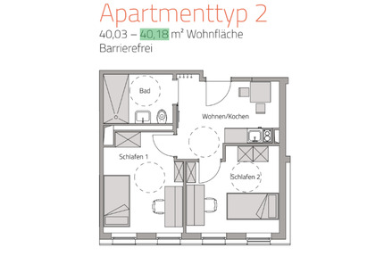 Großzügiges 2-Zimmer-Premium-Apartment (40,18 m²) mit Loggia in U - Würzburg Lengfeld