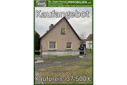 Einfamilienhaus in Großtreben - 37.500,00&nbsp;EUR Kaufpreis, ca.&nbsp; 86,50&nbsp;m&sup2;&nbsp;Wohnfl&auml;che in Großtreben-Zwethau (PLZ: 04886)