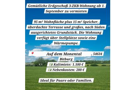 Wohnung zum Vermieten - 1.100,00&nbsp;EUR Kaltmiete, ca.&nbsp; 96,00&nbsp;m&sup2; in Bitburg (PLZ: 54634)