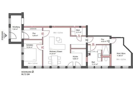 Zentrumsnahe Erdgeschosswohnung ca. 87 m2 in 57258 Freudenberg