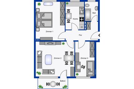 helle 3-Zimmer-Wohnung mit Balkon - Rendsburg