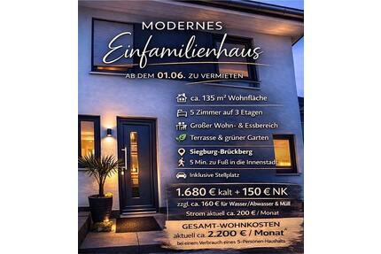 Reihenmittelhaus in Siegburg-Brückberg ab 01.06. zu vermieten