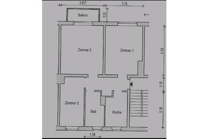 Gemütliche 3-Raum-Wohnung - 625,00&nbsp;EUR Kaltmiete, ca.&nbsp; 59,00&nbsp;m&sup2; in Halle (Saale) (PLZ: 06130) Damaschkestraße