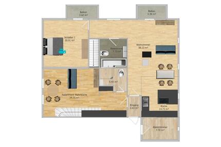 Hochwertig sanierte Wohnung (4. OG) mit separatem Apartment - Burghausen
