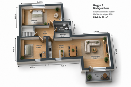 Wohnung zum Mieten in Hagen 625,00 € 86 m²