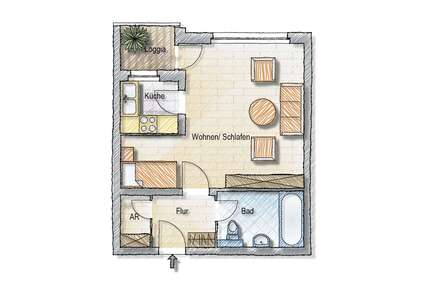Wohnung zum Mieten in Lüneburg-Kaltenmoor 650,00 € 38.5 m²