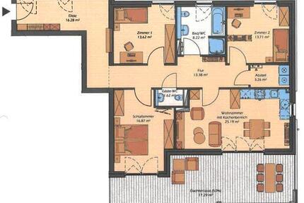 4-Zi.-Wohnung in Büdelsdorf mit sonniger Dachterrasse