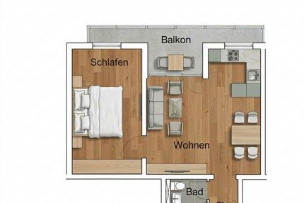 Wohnung zum Kaufen in Augsburg 190.000,00 € 45 m²