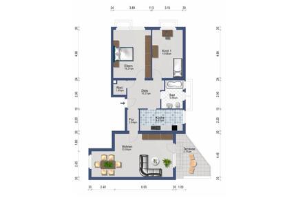 3 Zimmer Wohnung in Barmen - 1.090,00&nbsp;EUR Kaltmiete, ca.&nbsp; 100,00&nbsp;m&sup2; in Wuppertal (PLZ: 42289) Gemarkung Barmen
