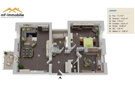 ansprechende 2-Zimmer-Wohnung in Mariental 95 m2, Küche, Bad, Gäste WC,