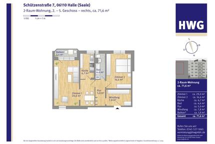 Erstbezug: Helle u. großzügige 2-Zimmer-Wohnung mit Balkon – verfügbar ab Mai 2026 - Halle (Saale) Damaschkestraße