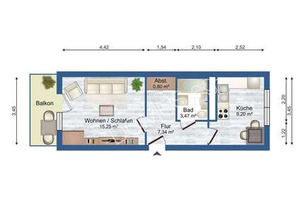 Gemütliche 1-Zimmer-Wohnung im HP mit Balkon und Dusche - Schmölln
