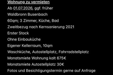 Wohnung zu vermieten - Waldbronn Busenbach