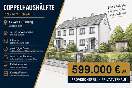 Doppelhaushälfte mit ca. 160 qm & großem Garten in Duisburg - Süd