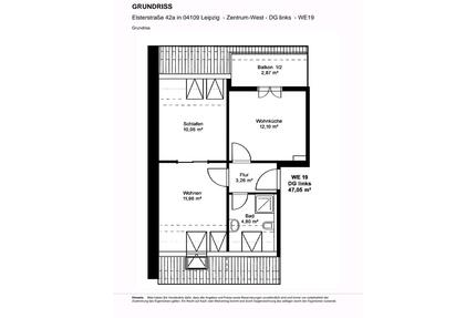 Nachmieter für Mietwohnung - 589,00&nbsp;EUR Kaltmiete, ca.&nbsp; 47,00&nbsp;m&sup2; in Leipzig (PLZ: 04103) Mitte