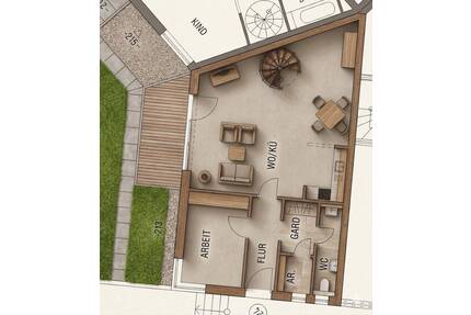 Außergewöhnliche 3,5 Raum- Maisonette- Wohnung mit Terrasse und Gartenanteil zu vermieten! - Waldheim