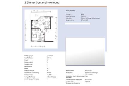 2 Zimmer Wohnung - 550,00&nbsp;EUR Kaltmiete, ca.&nbsp; 56,00&nbsp;m&sup2; in Neuwied (PLZ: 56566) Block