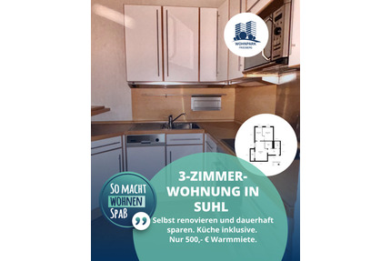 3-Zimmer-Wohnung 70 m², mit Balkon, barrierearm in Suhl
