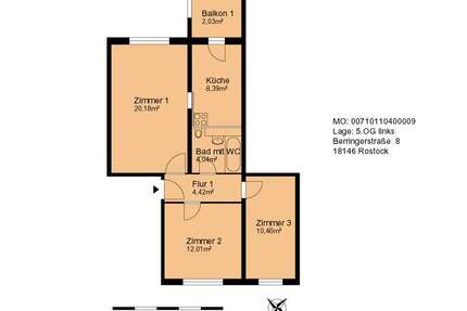 Wohnung zum Mieten in Rostock 360,00 € 61.53 m²
