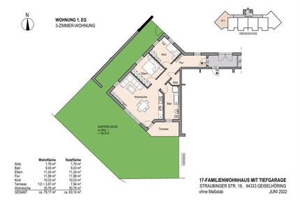 3-Zimmer-Wohnung mit 150 qm Garten, Aufzug und Tiefgaraga - Geiselhöring