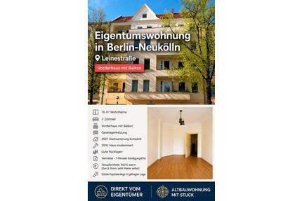 Vermietet 3 Zimmer 76m2 Wohnung Altbau Balkon Keller Schillerkiez - Berlin Neukölln
