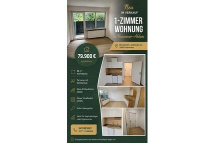 Modernisierte 1-Zi-Whg mit Terrasse | Sofort frei | Kapitalanlage - Hannover Linden-Limmer