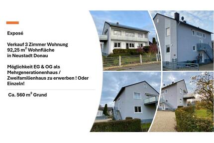 3 Zimmer Eigentumswohnung EG 92,8 m² teilsaniert ca. 120m² Garten - Neustadt an der Donau